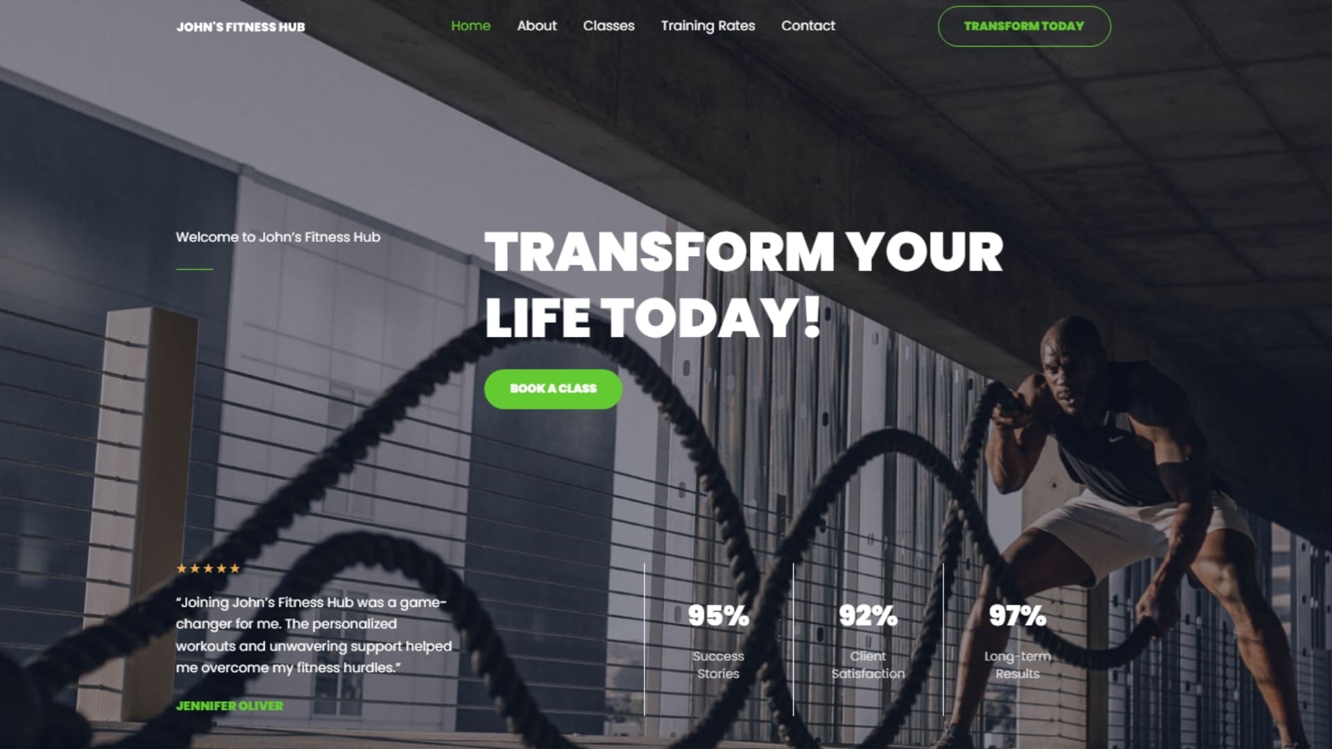 A dynamic image featuring a person exercising with fitness ropes, symbolizing personal transformation and health improvement, aligned with the theme of a lifestyle change on a motivational website.