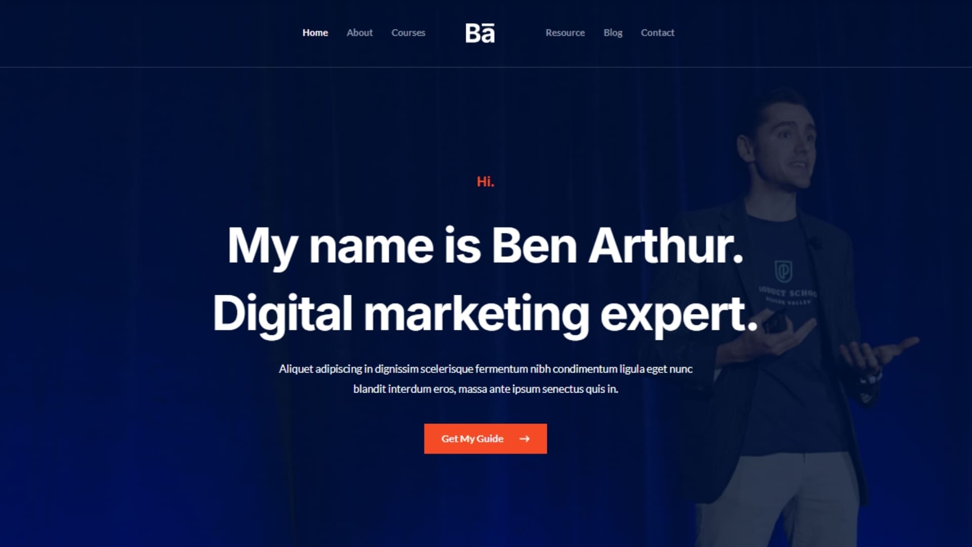 Professional portrait of Ben Arthur, a digital marketing expert, featured on his personal website's homepage, highlighting his expertise and services.