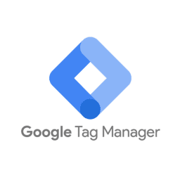 Logo of Google Tag Manager, featuring a blue and white geometric design, used for managing website tags and tracking analytics.