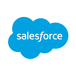 Salesforce logo on a blue background, representing the brand's cloud-based customer relationship management services for businesses.