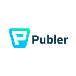 Logo of Publer, a social media management tool, featuring a stylized letter "P" in blue and green, used for enhancing online marketing strategies.