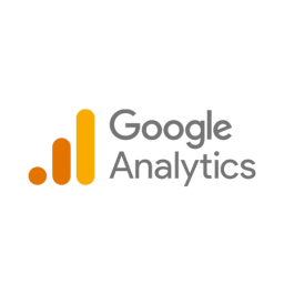 Google Analytics logo featuring a bar graph, illustrating data tracking and analysis for website performance and visitor insights.